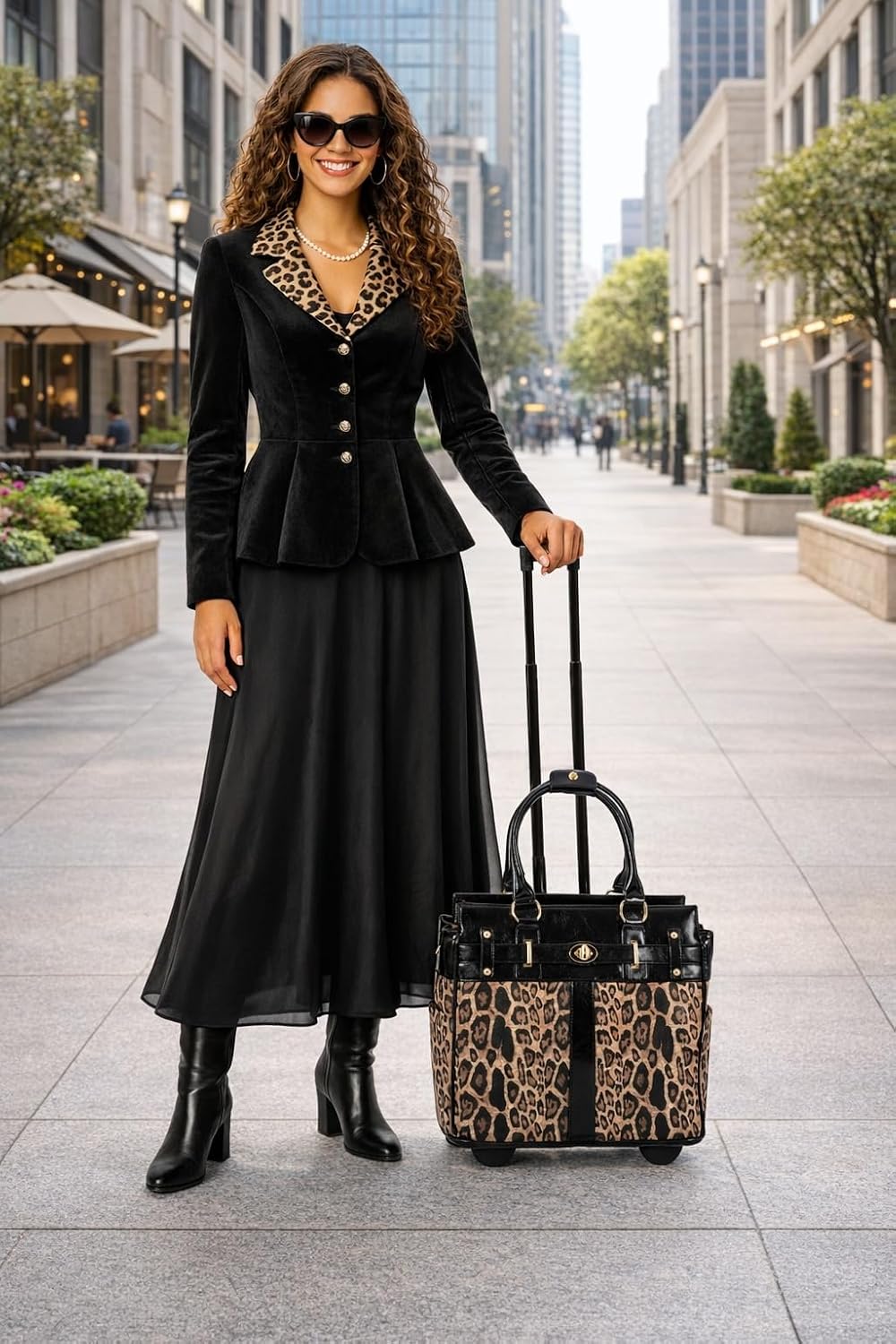 JKM & Company Rolling Laptop Bag Women, Rolling Briefcase for Women, 13'-17' Inch Laptop Bag with Wheels