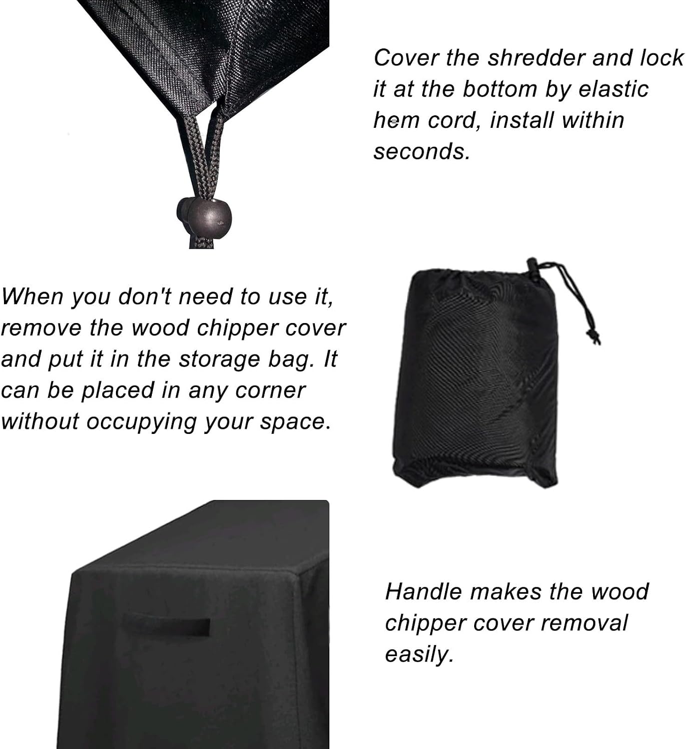 Heavy Duty Wood Chipper Shredder Protector Cover, Black 210D Oxford Fabric, Universal Outdoor Waterproof Mower & Leaf Mulcher Cover for Garden Backyard Equipment(149x63x94in)