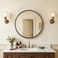 ANDY STAR Hand-Forged Round Bathroom Mirror, 28 Inch Antique Oil Rubbed Bronze Hammered Circular Mirror, for Wall Decor, Entryway, Bedroom, Fireplace, Solid Steel Frame