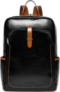 BOSTANTEN Leather Laptop Backpack for Women,15.6 inch Computer Backpack Purse College Daypack Work Travel Bag Black-brown