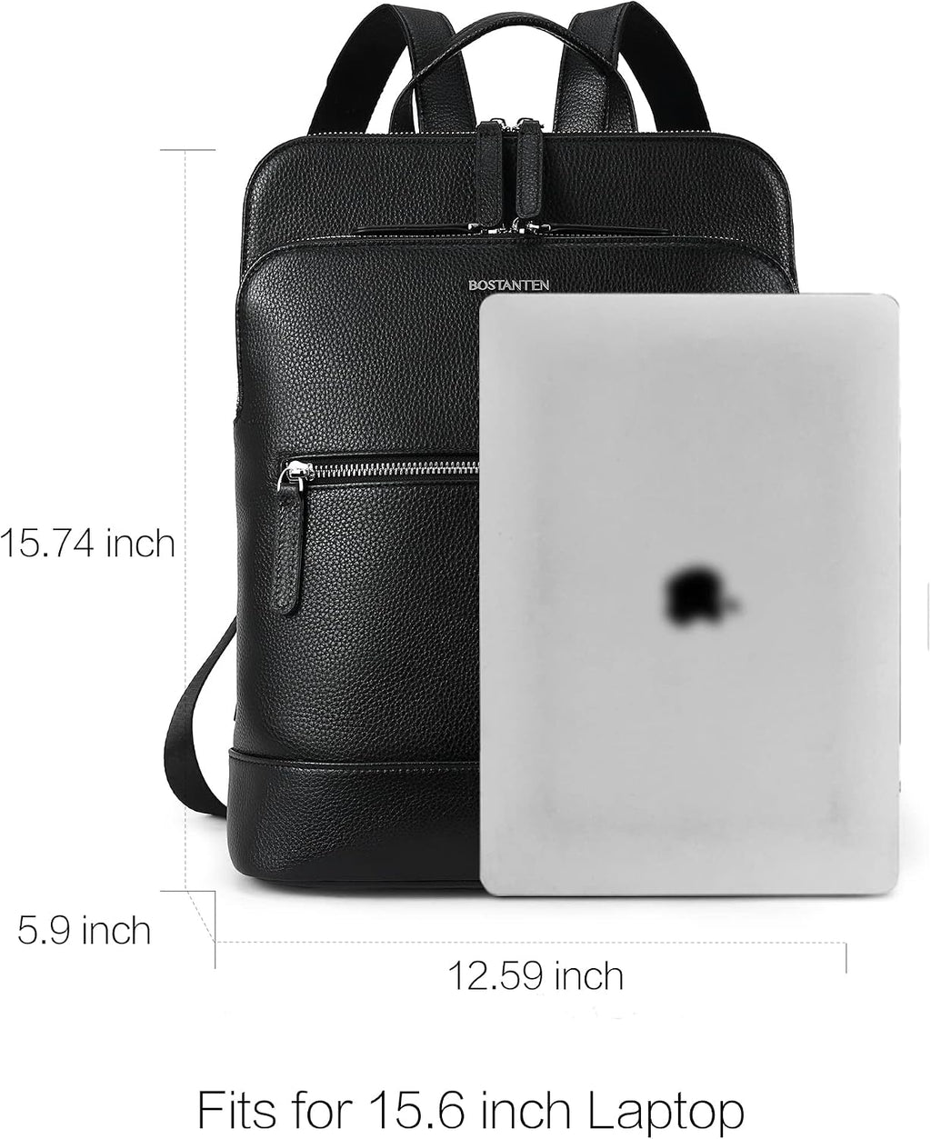 BOSTANTEN Leather Laptop Backpack for Women 15.6 inch Computer Bag Travel Work Daypack
