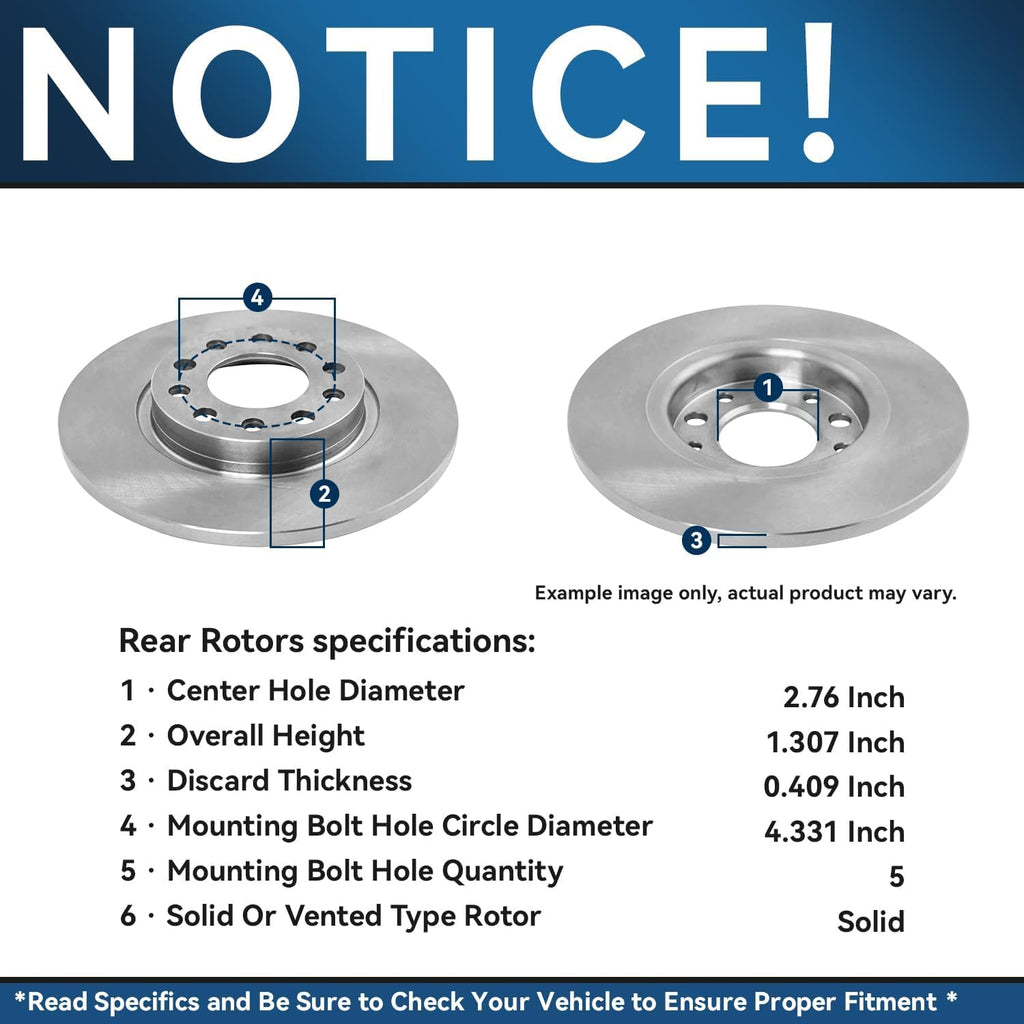 Detroit Axle - Brake Kit for 2015-2017 Chrysler 200, Disc Brake Rotors Ceramic Brakes Pads Replacement : 12.99' inch Front & 10.95' inch Rear Rotor