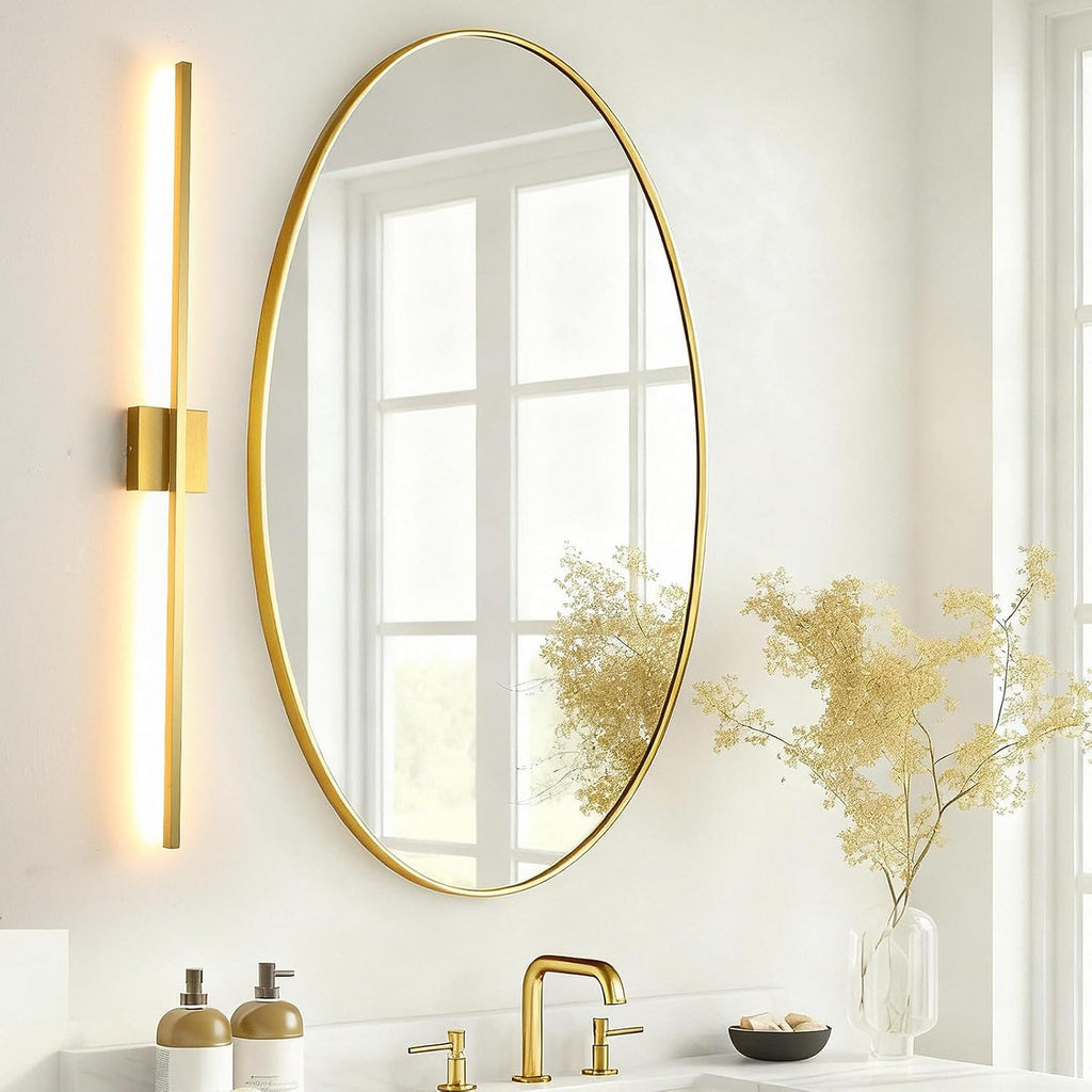 Wall Sconces Set of Two,LED Hardwired Dimmable Wall Sconce,Gold Wall Sconce for Bathroom, Living Room, Bedroom, Hardwired 3000K 40 Inch (2 Pack)