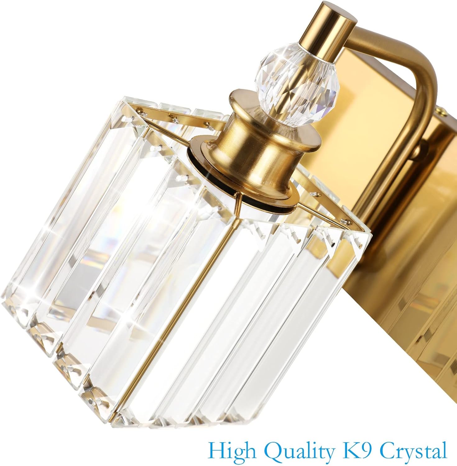 Ralbay Crystal Vanity Lights 4-Lights 31.5''Gold Bathroom Lighting Fixtures Over Mirror Modern Crystal Gold Bathroom Vanity Lights