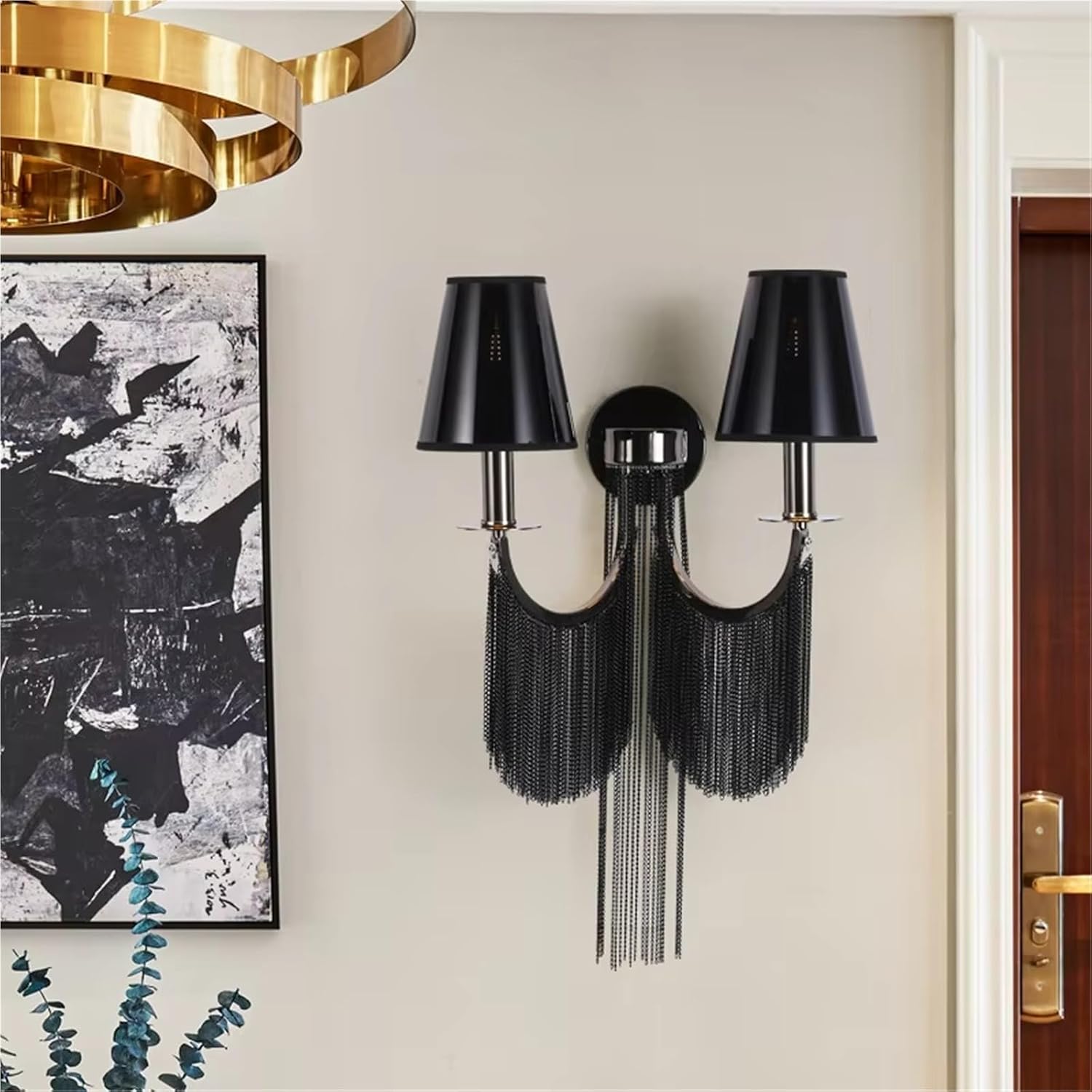 Gold Silver Aluminium Chain Wall Lights Bedroom Wall Lamps E14 Bedside Indoor Lights for Villa Hotel Restaurant Apartment,Bathroom