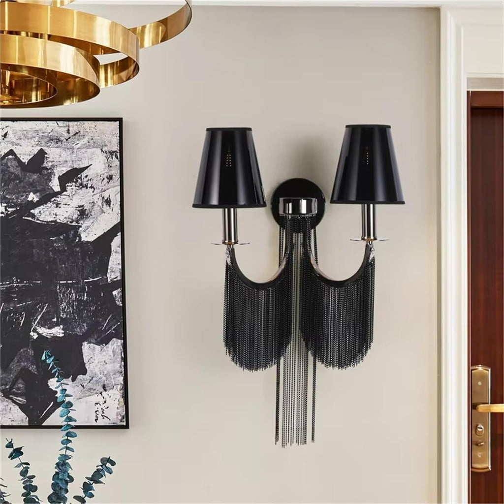 Gold Silver Aluminium Chain Wall Lights Bedroom Wall Lamps E14 Bedside Indoor Lights for Villa Hotel Restaurant Apartment,Bathroom