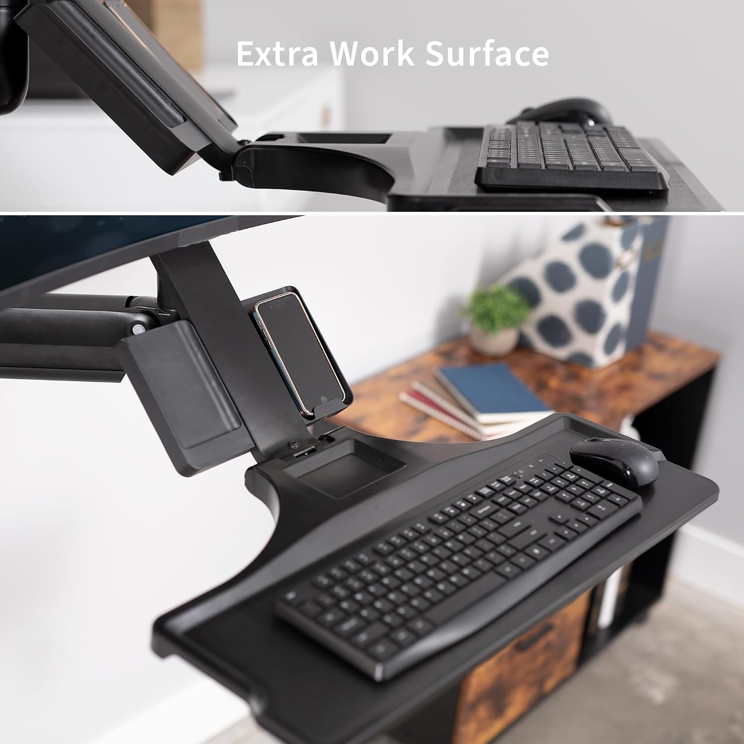VIVO Premium Black Single Monitor and Keyboard Counterbalance Sit-Stand Wall Mount and CPU Holder, Ergonomic Standing Transition Workstation STAND-SIT1WD
