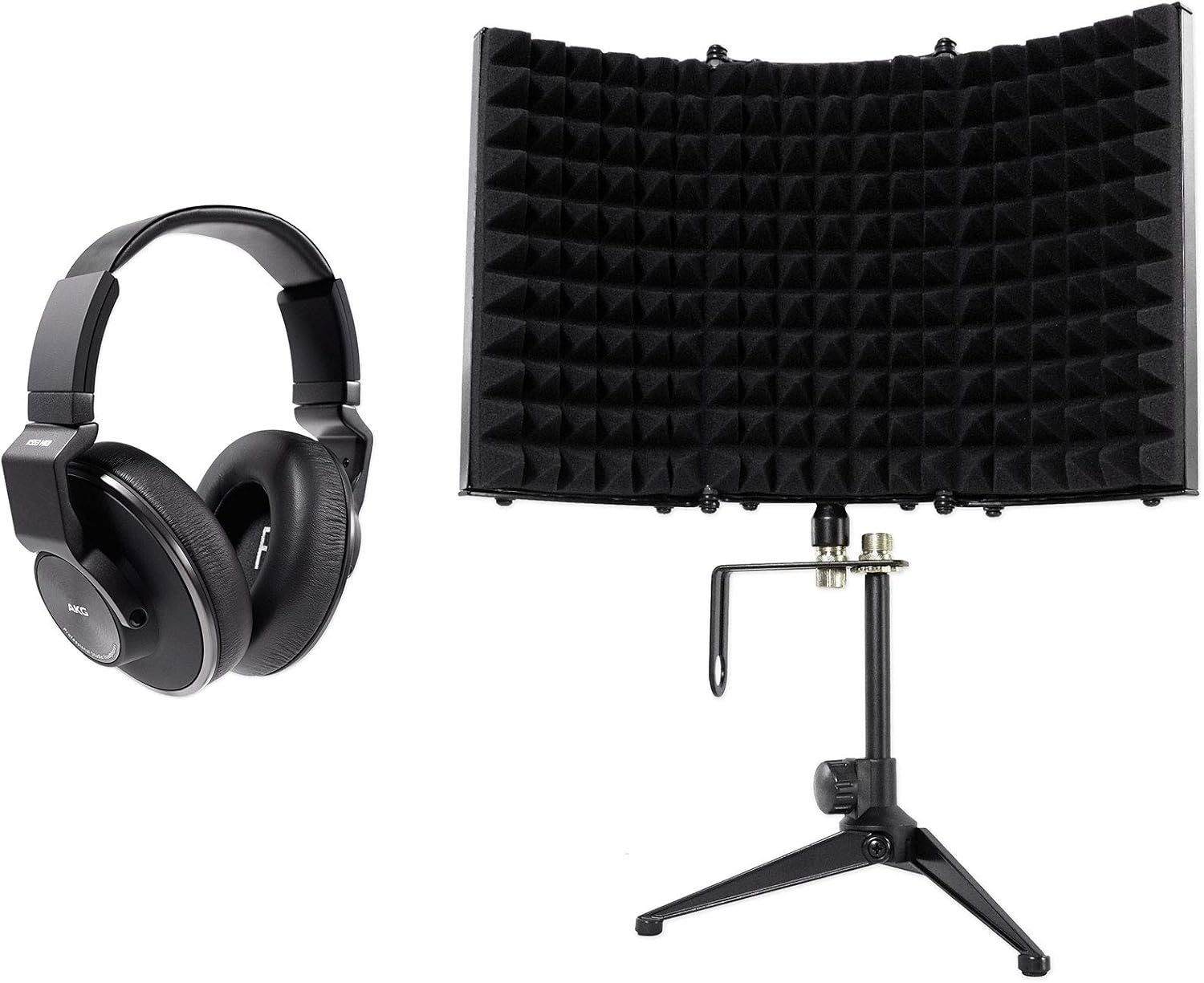 Audiosavings Bundle: K553 MK2 MKII Closed Back Studio Monitoring Headphones w/Detachable Cable Bundle with Rockville RockShield 1 Studio Microphone Isolation Shield w/Sound Dampening Foam (2 Items)