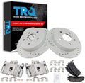 TRQ Performance Rear Brake Pad and Rotor Set Ceramic Solid Rotors Calipers Compatible with 1999-2004 Oldsmobile Alero 1999-2005 Pontiac Grand Am