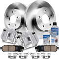Detroit Axle - 12.21 inch (313mm) Rear Disc Brake Rotors Calipers w/Brackets Ceramic Pads Replacement for 2005-2010 Honda Odyssey - 8pc Set