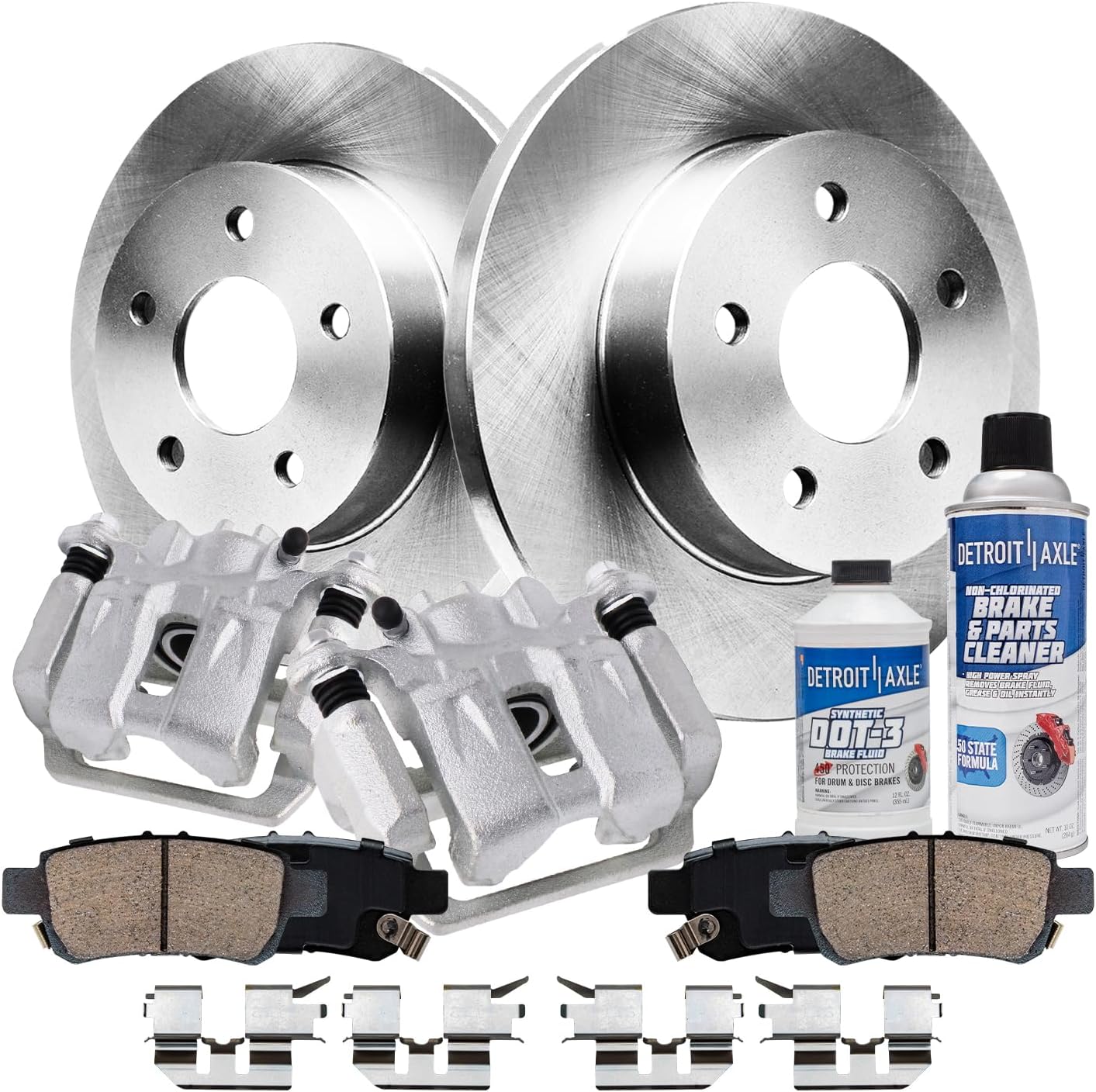 Detroit Axle - 12.21 inch (313mm) Rear Disc Brake Rotors Calipers w/Brackets Ceramic Pads Replacement for 2005-2010 Honda Odyssey - 8pc Set