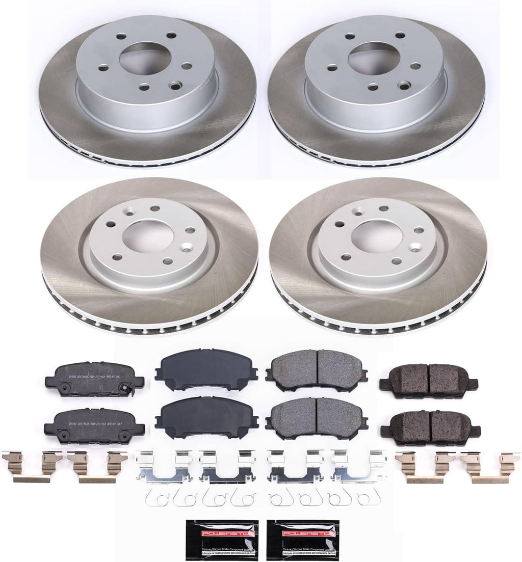 PowerStop Front and Rear Brake Kit for Nissan Rogue 2014-20 | Nissan Rogue Sport 2017-22 - Ceramic Brake Pads + Semi Coated Rotors Replacement, SC7035