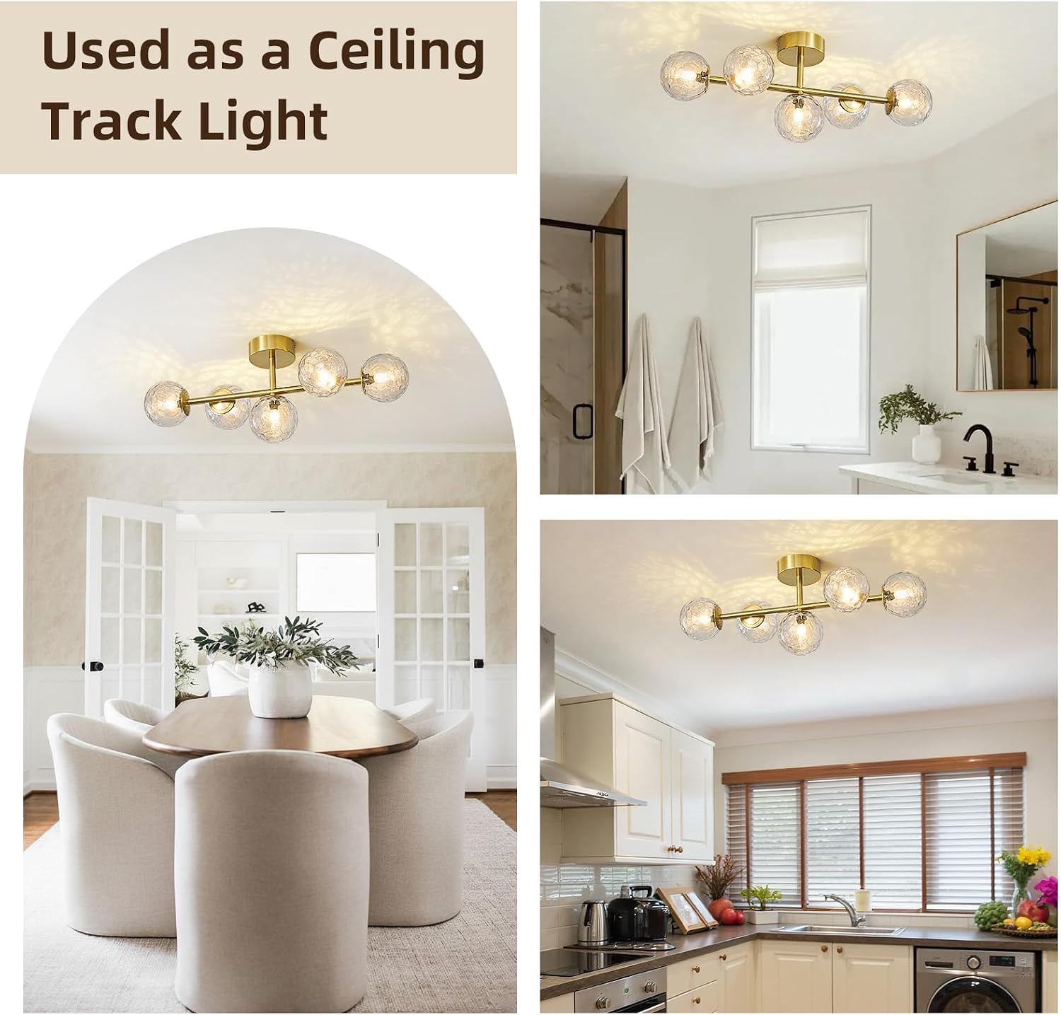 Gold Bathroom Vanity Light Fixtures: Modern Bath 5 Lights Brushed Golden Brass Wall Sconce - Vanity Light with Hammered Clear Globe Bubble Glass Shade - Midcentury Bathroom Lights Over Mirror G9 Base
