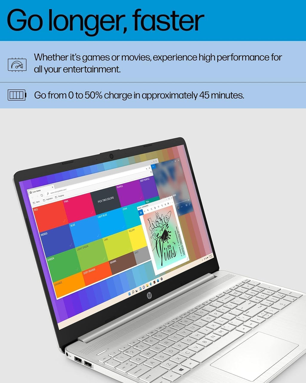 HP 2023 15.6' Laptop, AMD Ryzen 7 5700U (Beats i7-1265U), 32GB RAM, 1TB SSD, HD Micro-Edge Display, AMD Radeon Graphics, Thin & Portable, Wi-Fi 6, Bluetooth, Windows 11 Home, Natural Silver