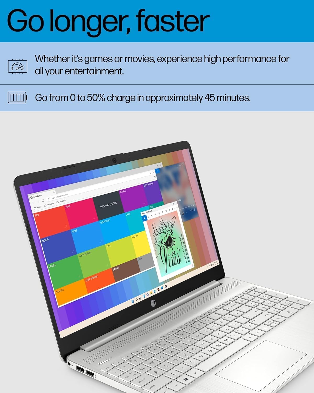 HP 2023 15.6' Laptop, AMD Ryzen 7 5700U (Beats i7-1265U), 32GB RAM, 1TB SSD, HD Micro-Edge Display, AMD Radeon Graphics, Thin & Portable, Wi-Fi 6, Bluetooth, Windows 11 Home, Natural Silver
