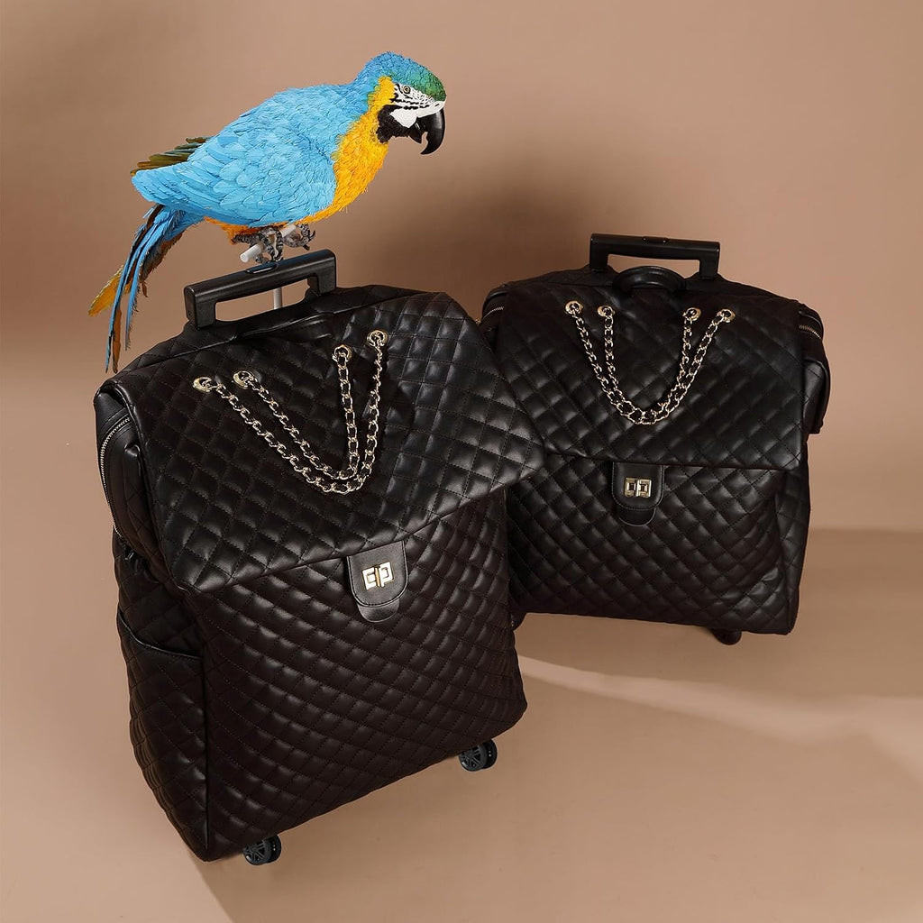 VH&GRED Leather Suitcase Travel luggage Net Red Trolley Suitcase Female Boarding Case Universal Wheel Light Luggage Fashion Travel Luggage (Carry-On 20-Inch-A)