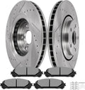 SCITOO Brake Kits For Lexus For NX200t For NX300 For NX300h For RX350 For RX450h,For Toyota For Highlander For Sienna Front Drilled & Slotted Disc Brakes Rotors and Ceramic Brake Pads 31511;D1324