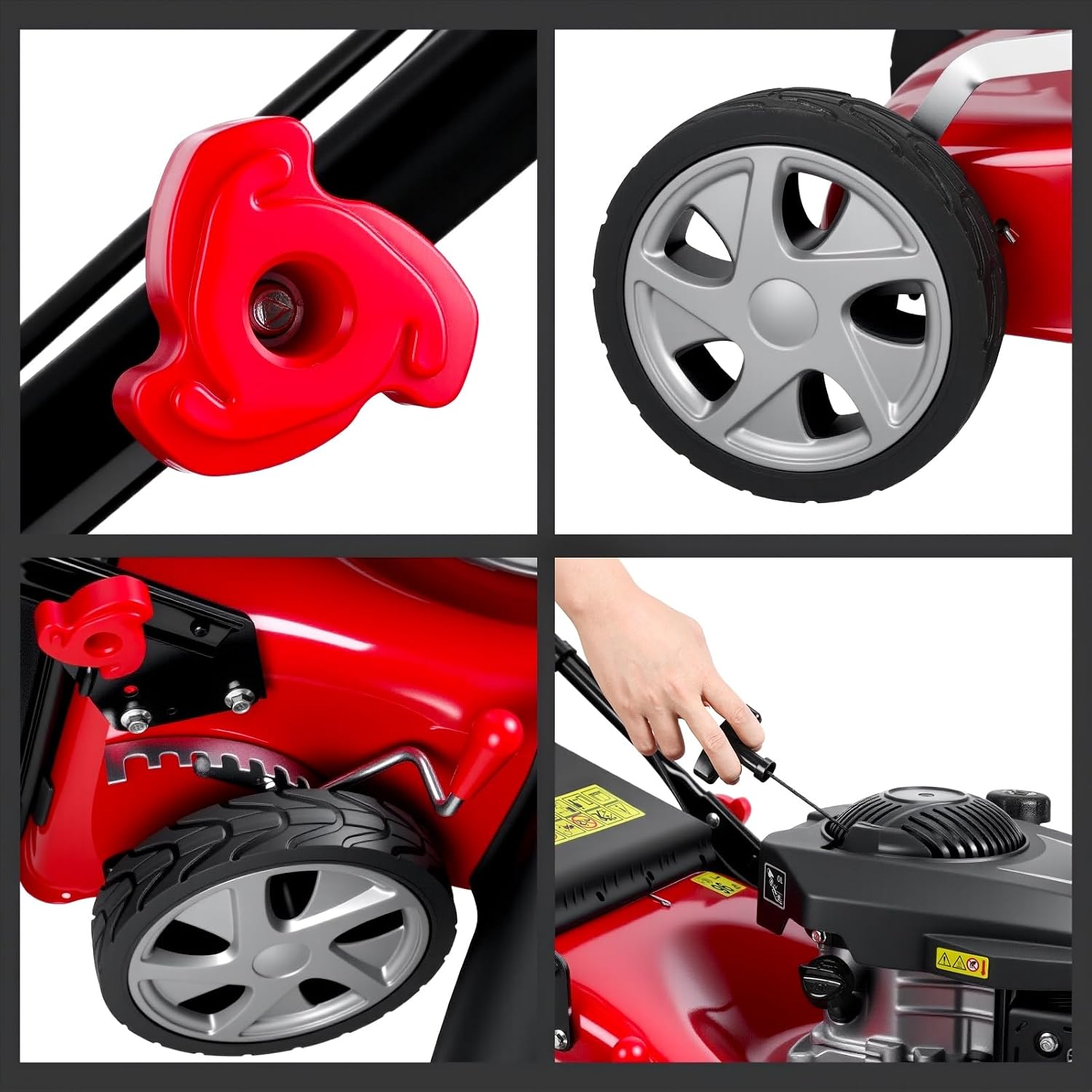 Lawn Mower Gas Powered | Gas Mower with 50l Grass Bag Big Wheels | 131cc Gas Engine 3 in 1 Mulching | 50L Grass Tank, Foldable Design Red, Big Wheels & Easy Start | Fast Arrival Red