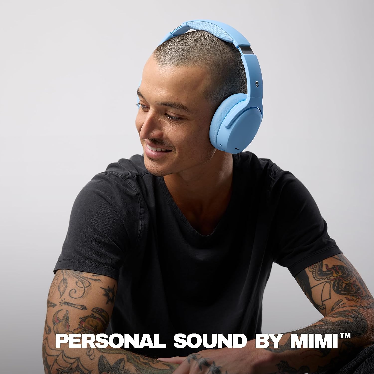 Skullcandy Crusher ANC 2 Wireless Over-Ear Bluetooth Headphones with Extra USB-C Charging Cable, Multi-Sensory Bass, Active Noise Cancelling, 60 Hours Battery, Microphone iPhone Android - Preppy Blue