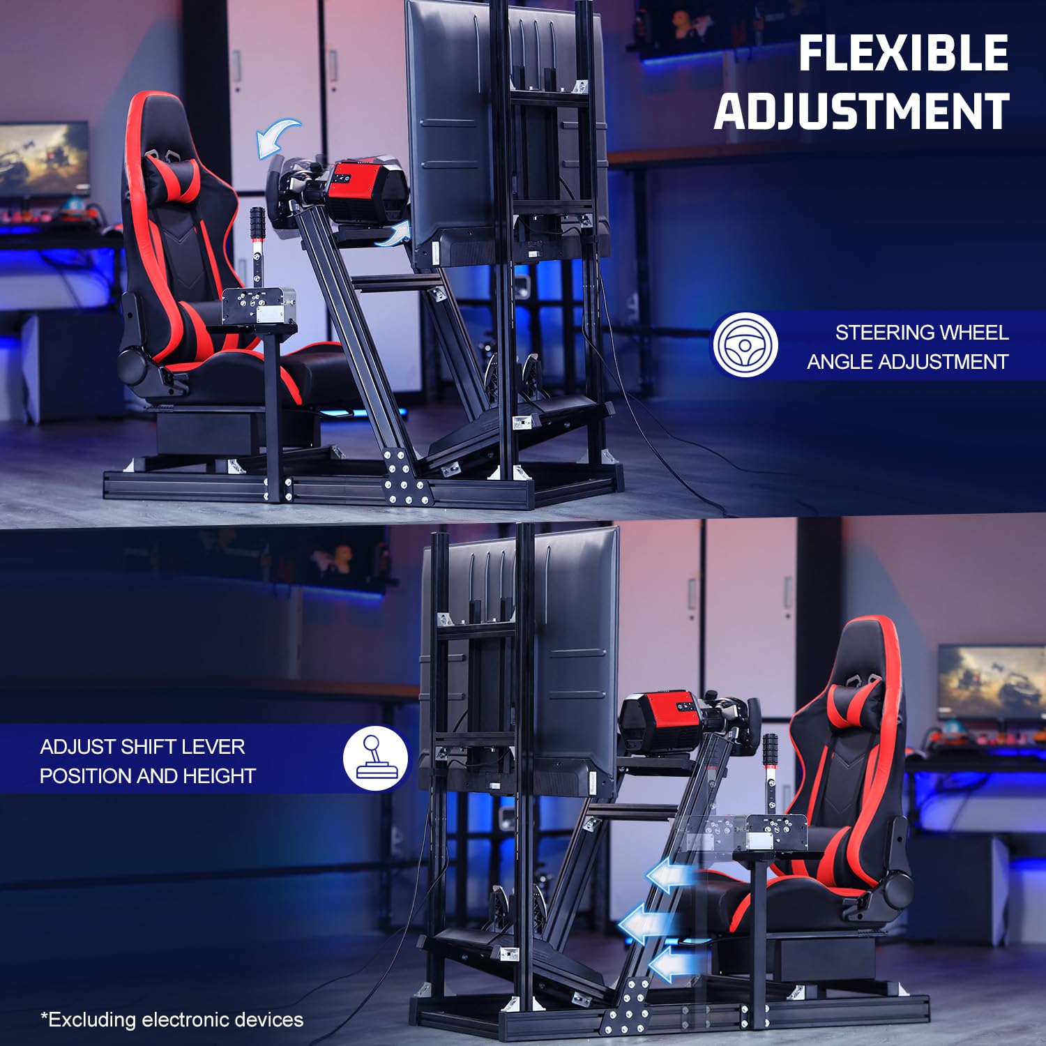 Marada 8040 Aluminum Profile Racing Simulator Cockpit,Fit For Fanatec,for Thrustmaster, for Moza, for Logitech g29 g920, Sim Racing Cockpit with Monitor Mount and Seat, Excluding Electronic Devices