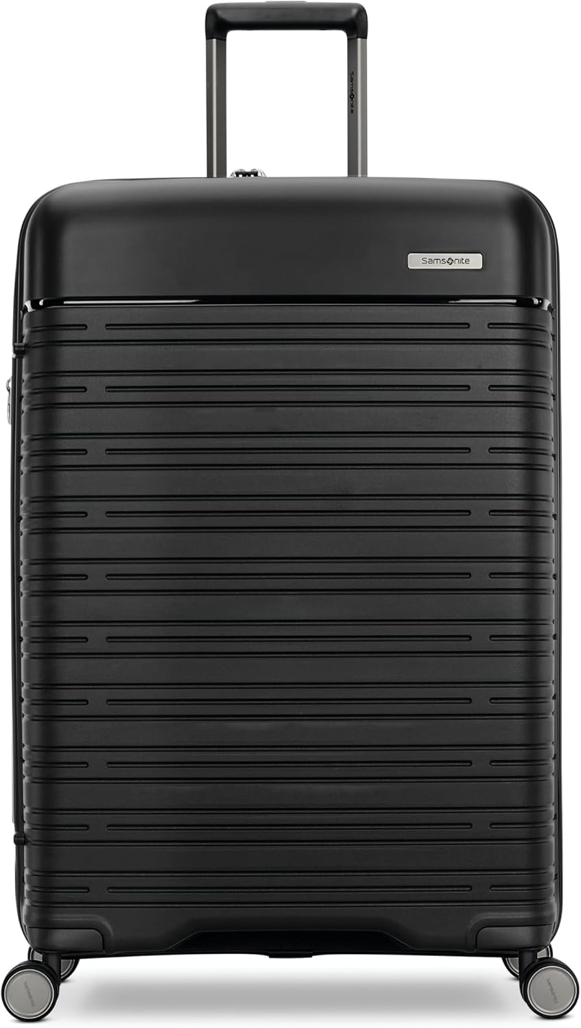 Samsonite Elevation Plus - Large Hardside Luggage - Scratch Resistant Polypropylene Shell, RightHeight™ Adjustable Handle, Integrated AirTag Holder, TSA Lock, WetPak™ Compartment - Triple Black