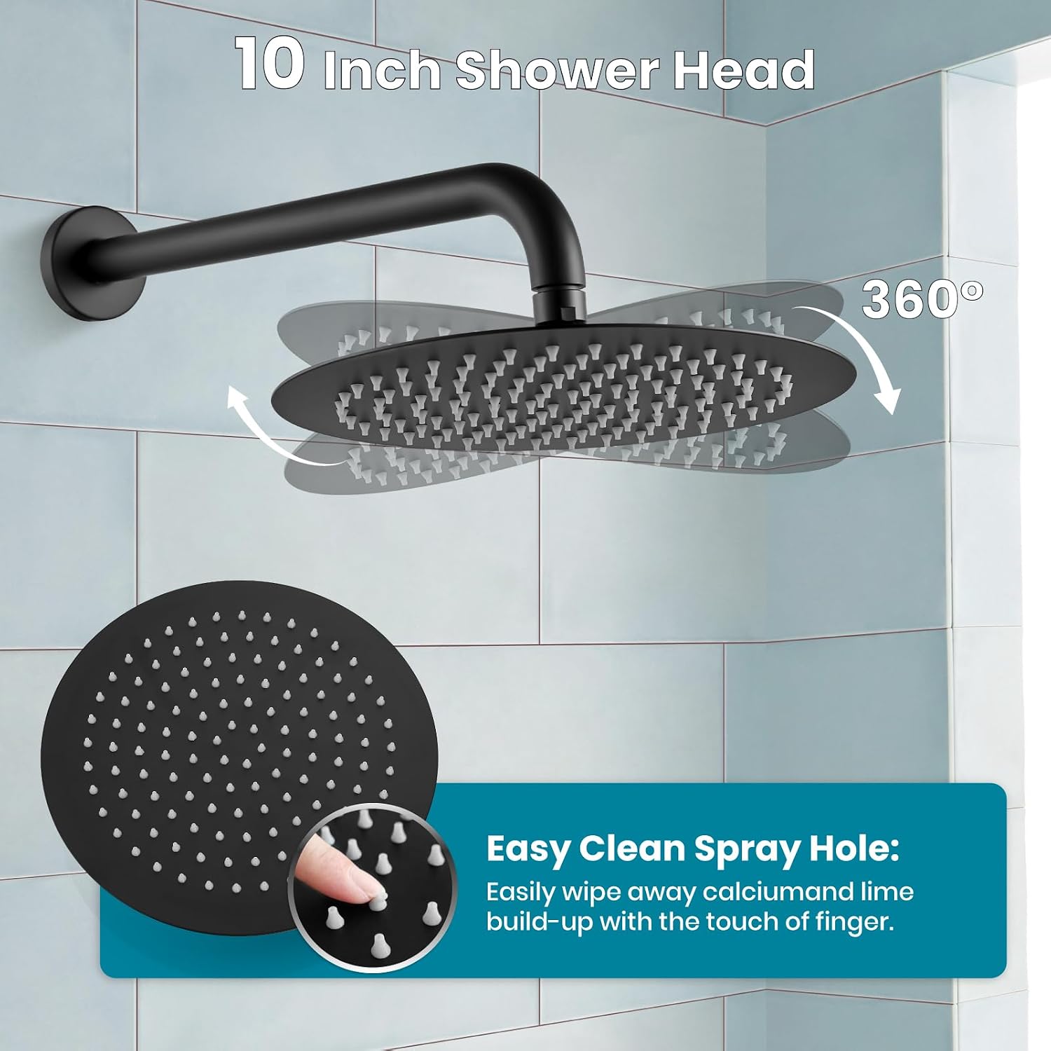 gotonovo Rain Shower System with 10 Inch Round Showerhead and Handheld High Pressure Shower Faucet Set Contain Rough in Valve, Matte Black