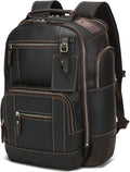 LANNSYNE Vintage Genuine Leather Backpack for men, 15.6' Laptop Backpack Travel Camping 24L Rucksack