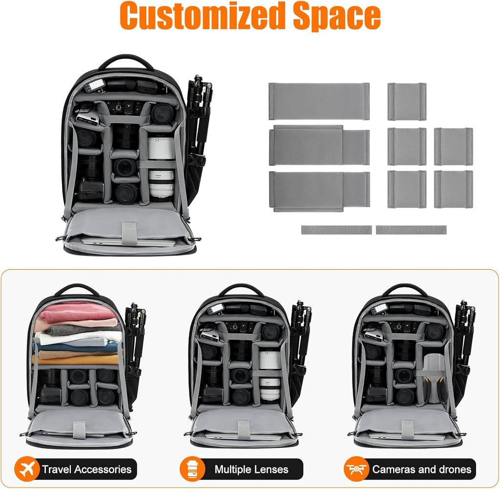 CADeN Camera Backpack, Extra Large DSLR Camera Bag with 17' Laptop Compartment, Waterproof Rain Cover, Professional Travel Hiking Camera Backpack Bag