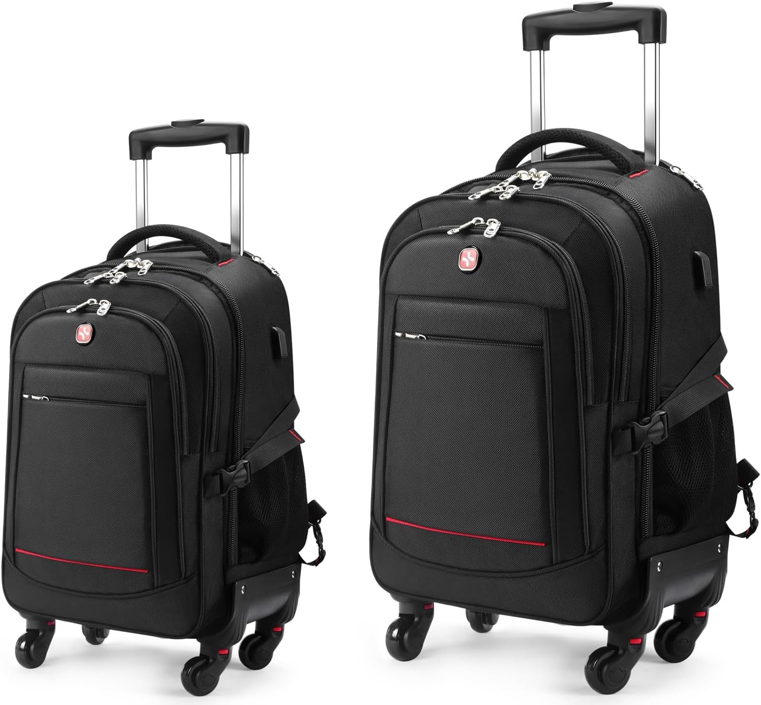 star cloud 18-inch + 24-inch Checked Backpack Combo Set Large Rolling Backpack Travel Commute Bag, Carry on Luggage Trolley Suitcase