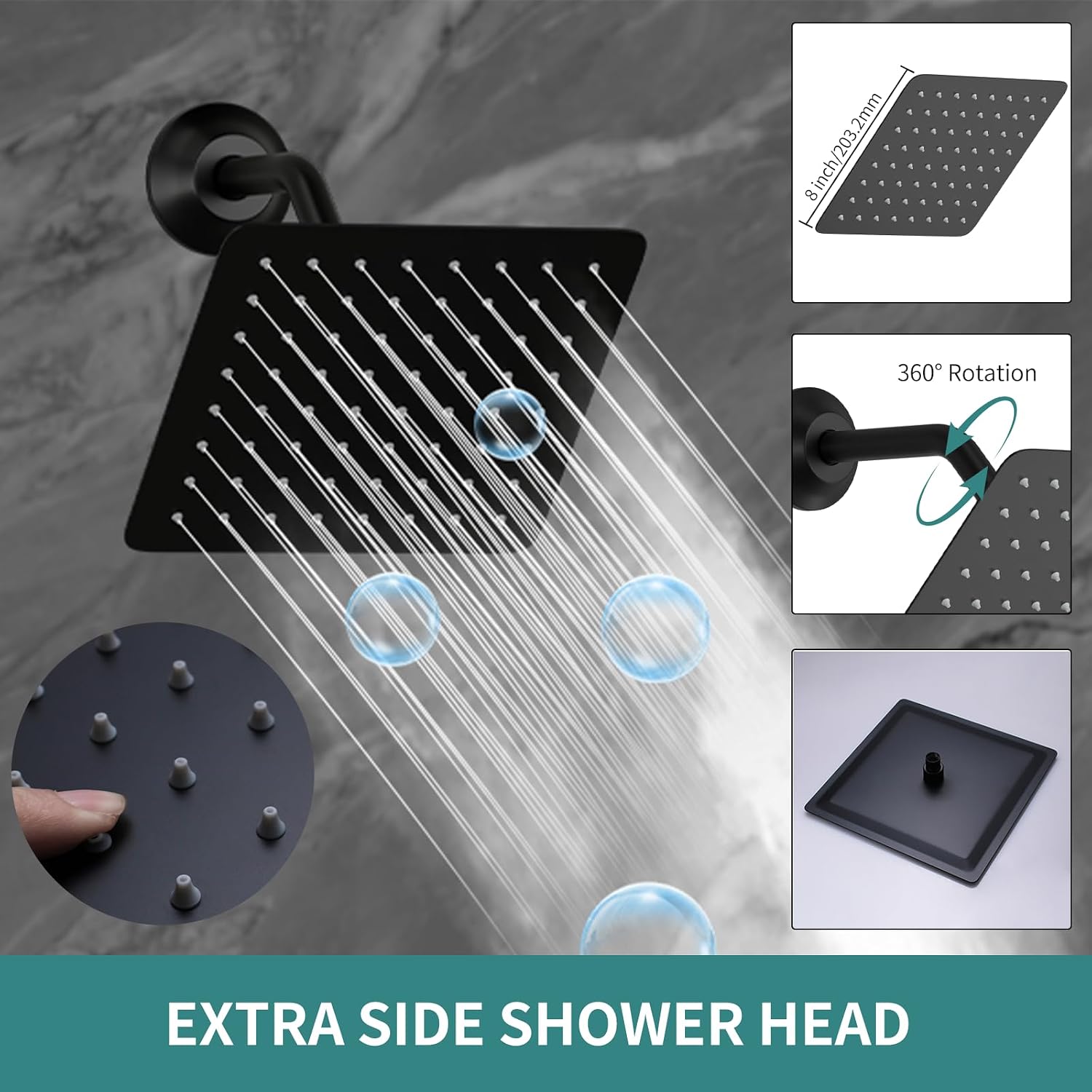 Bathroom Shower Faucet Set Dual Shower Heads Shower System with 12' & 8' Shower Heads, Handheld,Waterfall Bathtub Spout and Digital Display Valve,Full Body Shower System,Matte Black