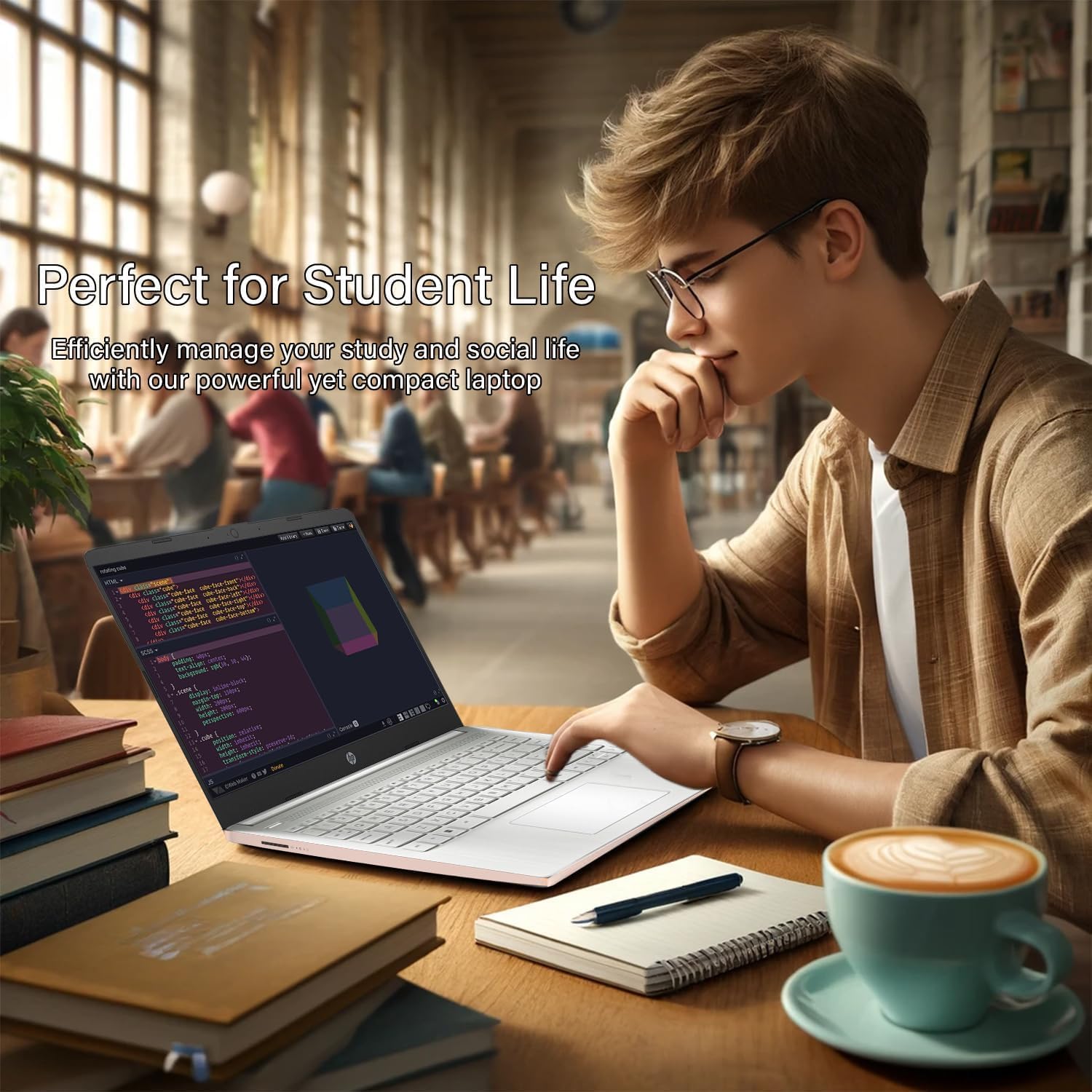 HP 14 inch Touchscreen Laptop - Intel Celeron Dual Core Processor - 8GB RAM, 64GB Storage - Windows 10 - Pale Rose Gold - Fast Charging - USB Type C - 10 Hour Battery - 5Gbs USB