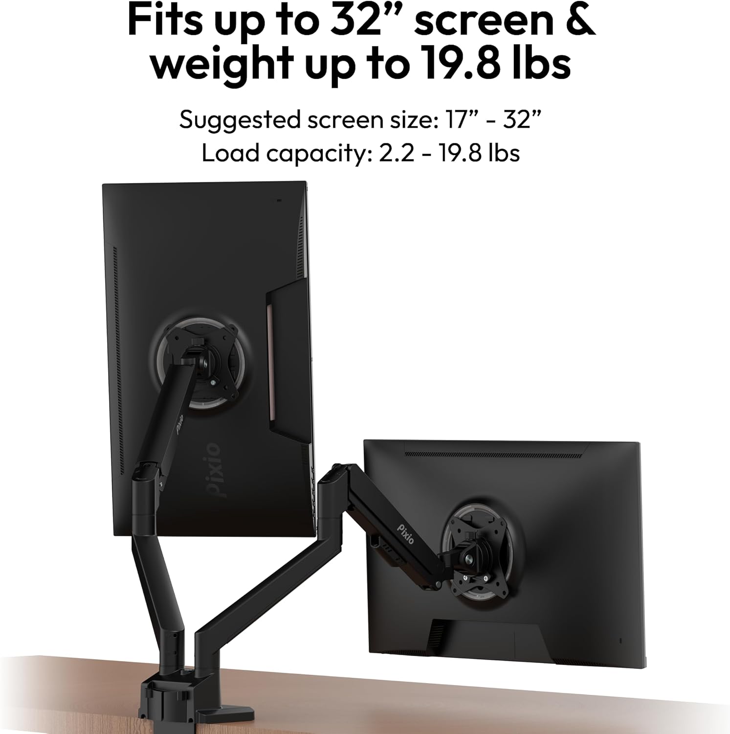 Two Pixio PXC248WAVE 24 inch 200Hz Refresh Rate FHD 1080p Resolution 1500R Curve Fast VA Panel 1ms GTG Response Time HDR Curved Gaming Monitor and PS1D Wave Black Dual Monitor Arm - Fits up to 32 inch