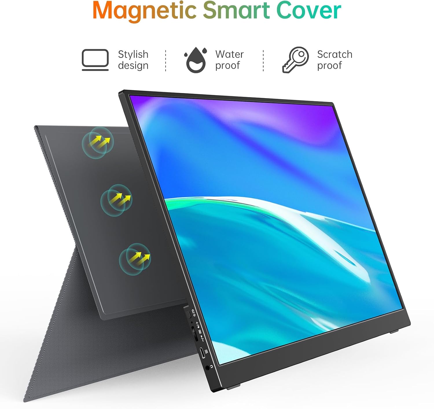 MNN 17.3' Portable Monitor 1080P FHD 144Hz Narrow Edge Laptop Monitor USB C HDMI Gaming Computer IPS HDR Screen for PC Mac Phone Xbox PS5 Switch Laptop w/Smart Cover & Speakers
