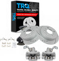 TRQ Performance Rear Brake Pad and Rotor Set Ceramic G Coated Slotted Drilled Rotors Calipers Compatible with 1994-1994 Acura Integra