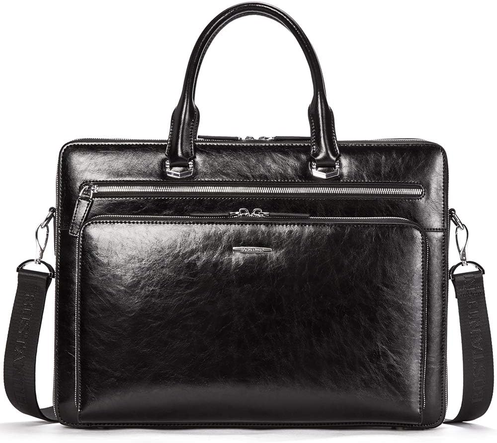 BOSTANTEN Briefcases for Men Messenger Bag Genuine Leather Laptop Bag 15.6 inch Office Work Tote for Buisness Travel