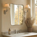 MIRRORART Contemporary 22x30'' Brushed Gold Mirrors | Brass Irregular Mirror Butterfly-Shaped /1'' Rustproof Stainless Steel Metal Frame for Bathroom Sinks/Wall-Mounted Vertical