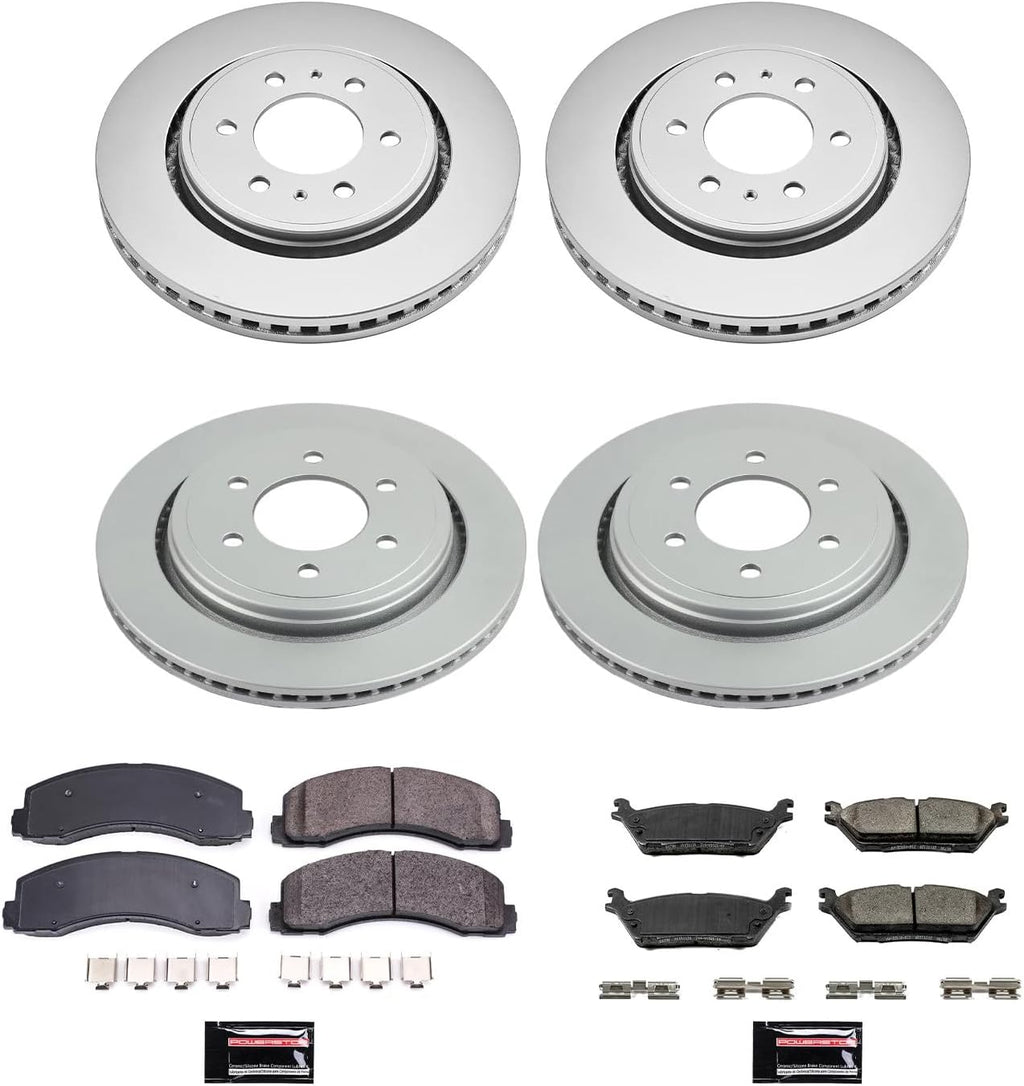 PowerStop Front and Rear Brake Kit for Ford F-150 2015-17 - Fully-Coated Disc Rotors with Z17 Ceramic Brake Pads Replacement, CRK6803