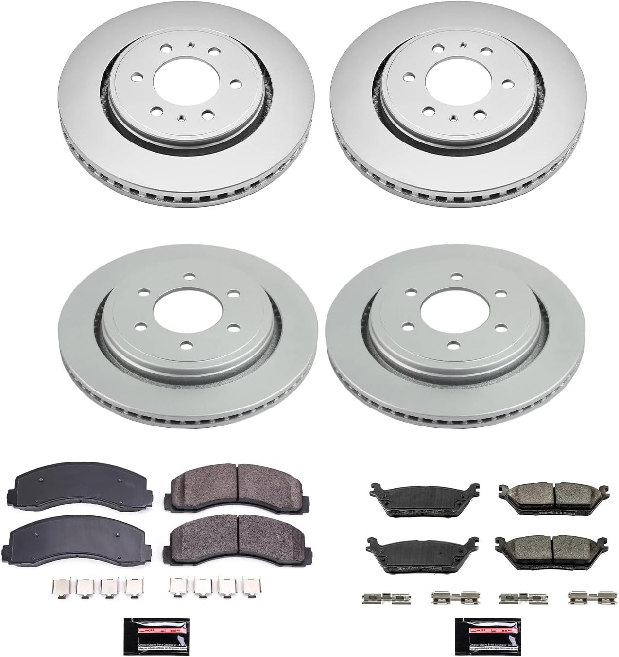 PowerStop Front and Rear Brake Kit for Ford F-150 2015-17 - Fully-Coated Disc Rotors with Z17 Ceramic Brake Pads Replacement, CRK6803