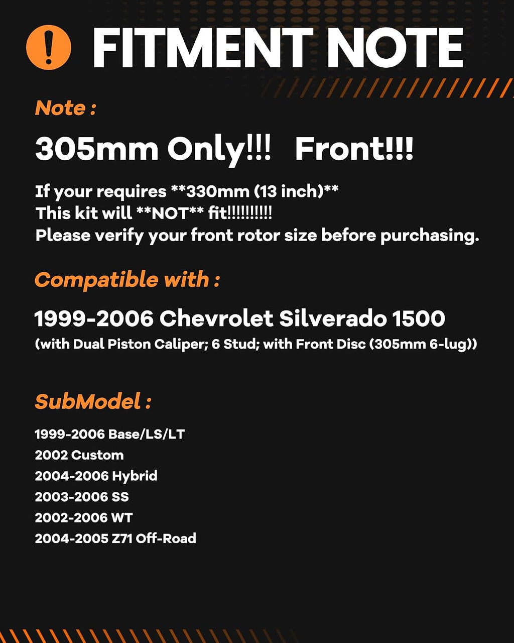 MOTOREVO Front Brake Pads and Rotors Kit Compatible with Silverado 1500 [ 1999-2006 ], High-Carbon Alloy Drilled & Slotted Discos de Frenos Delanteros [ 12in, App Specific ] [ Dual Piston; 6 Stud ]