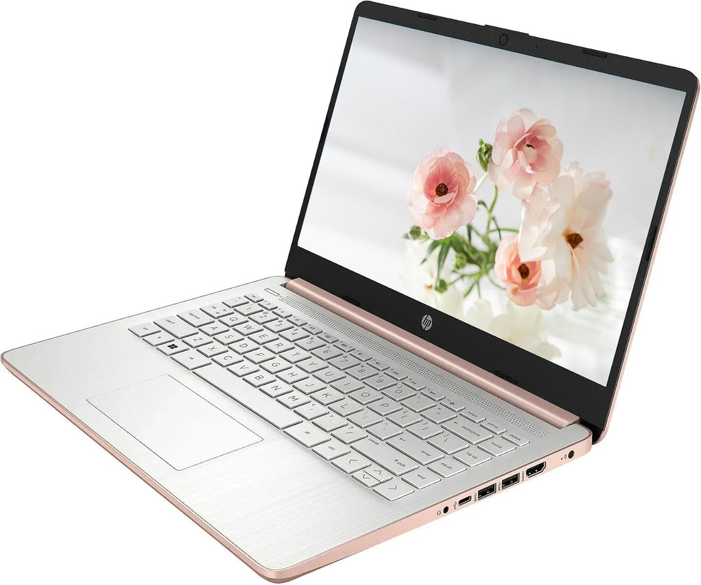 HP AI-Powered Laptop with Microsoft Office and 1TB Cloud Storage Included for 1-Year| 14' HD PC| 8GB RAM| 128GB SSD & 128GB External SSD| Intel 4-Core CPU| Webcam| Copilot Ready| Win11| LE Bundle