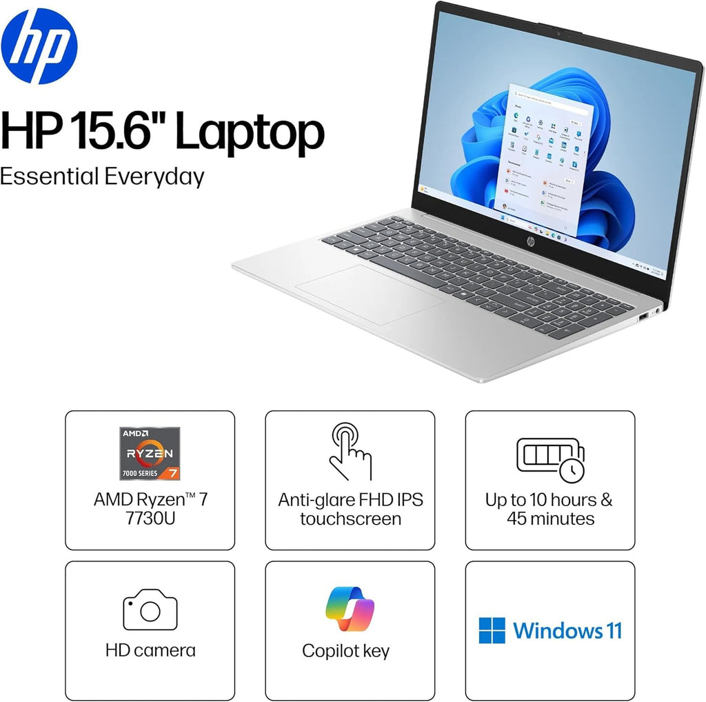 HP Touchscreen Laptop, 680M AMD Ryzen 7 7730U(8-Cores, Beats i7-1355U) 32GB RAM 1TB SSD, 15.6' FHD IPS Display Win11 Pro WiFi6 Numeric Keypad Webcam w/GM Accessory Computer for Business and Gaming