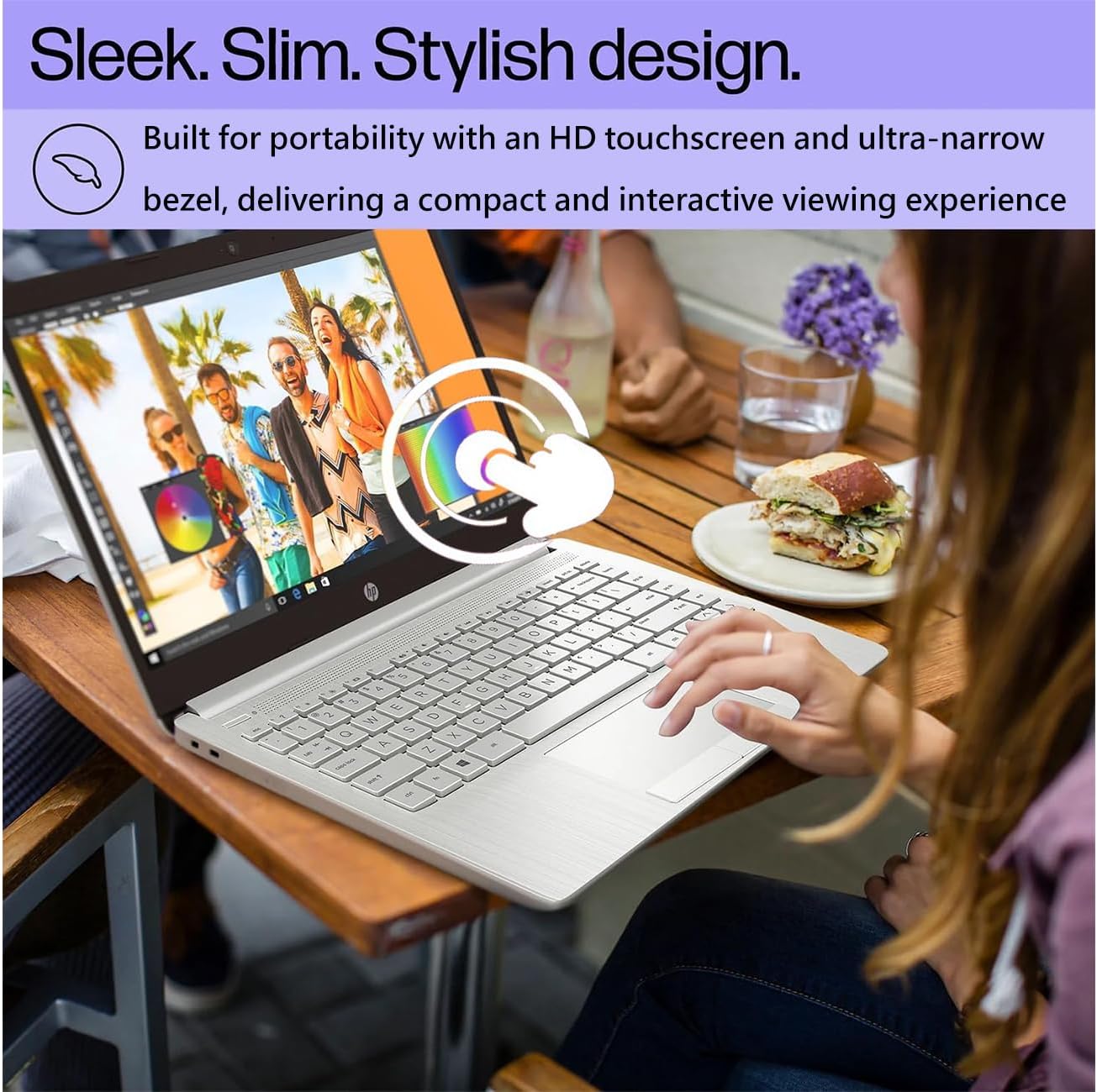 HP 14' Touchscreen Laptop, AMD Efficient Processor, 4GB RAM, 64GB eMMC, HD Touch Display, Windows 11, Wi-Fi, Bluetooth, HDMI, Webcam, Lightweight & Portable, Great for Study & Everyday Use