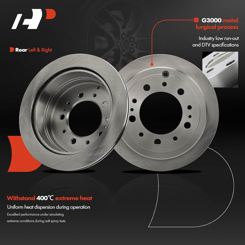 A-Premium Front and Rear Vented Disc Brake Rotors + Ceramic Pads Kit Compatible with Select Toyota & Lexus Models - Land Cruiser 1998-2007, LX470 1998-2007, 12-PC Set