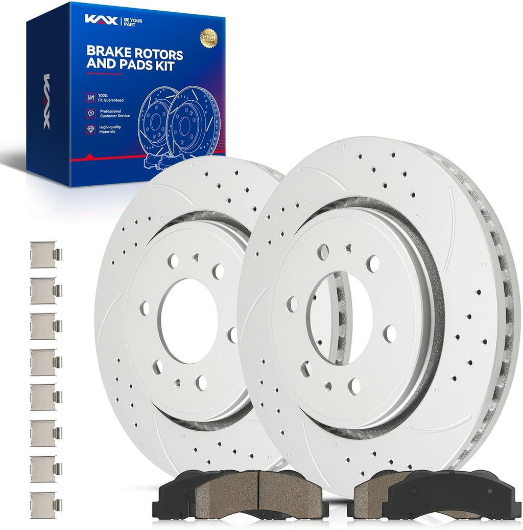 KAX Front Brake Kit for Ford F-150 2010-2020, Expedition 2010-2021, Lincoln Navigator 2010-2021, 13.78inch Brake Rotors Pads Kit, #54153+D1414 Front Brakes