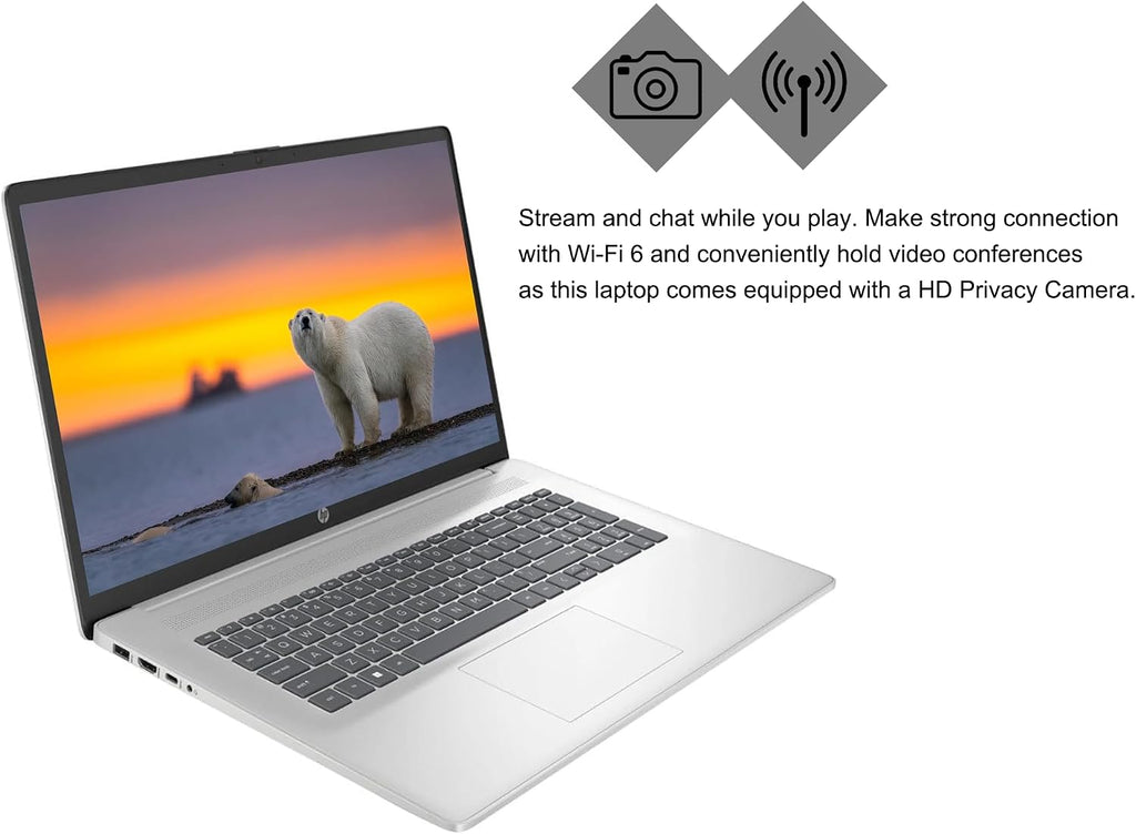 HP 17 Business Laptop 17.3' HD+ Touchscreen AMD 6-core Ryzen 5 7430U (Beats i7-1255U) 64GB RAM 2TB SSD Type-C Fast Charge Long-Lasting Battery Win11 ICP Hub