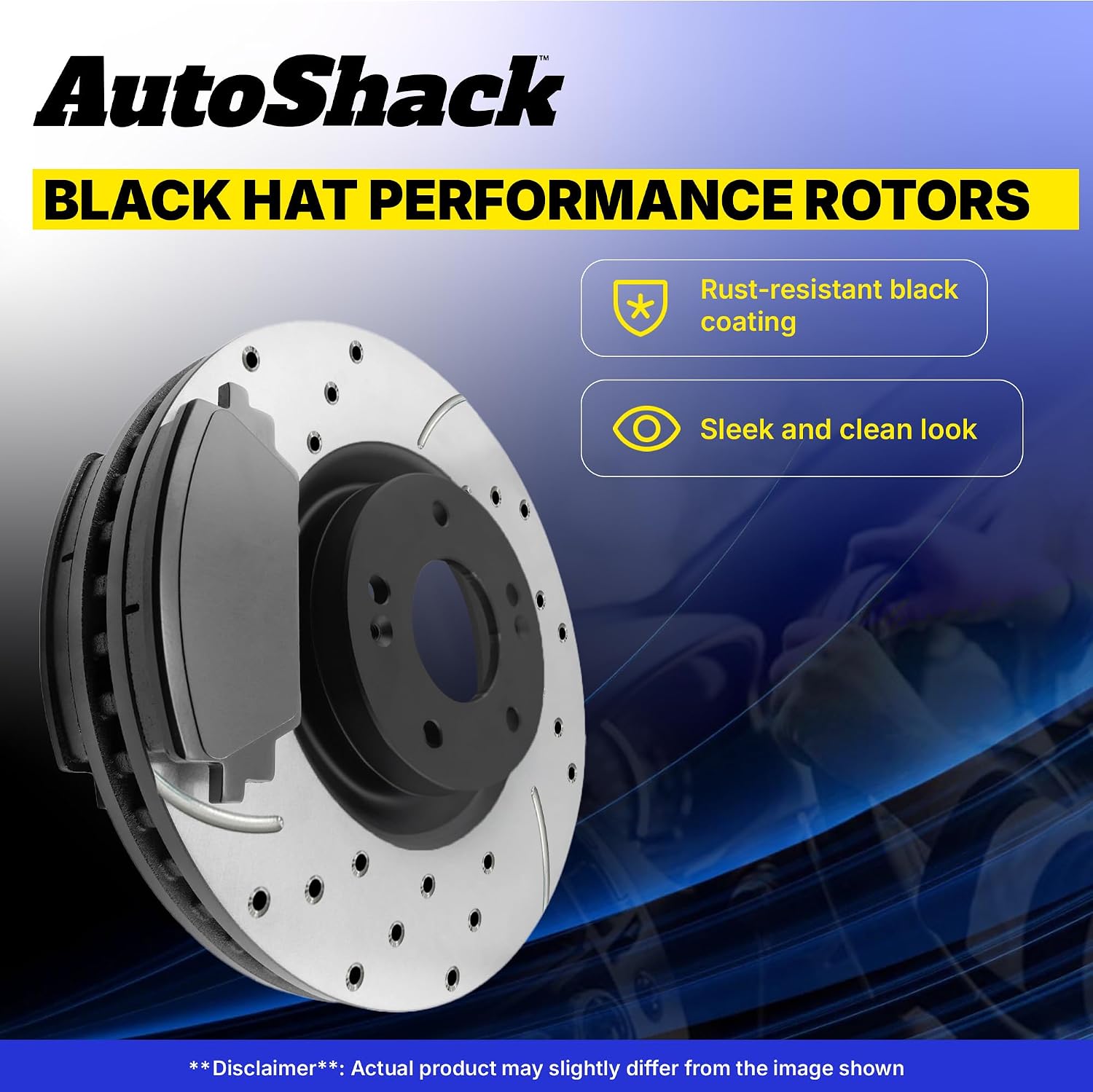 AutoShack Front & Rear Brake Rotors & Premium Pads for Chevrolet & GMC, Silverado 2500 HD 2001-2010 Sierra 2500 HD 2001-2010, 4WD RWD V8 6.0L 6.6L 8.1L - E-Coated Drilled & Slotted - ShadowGuard