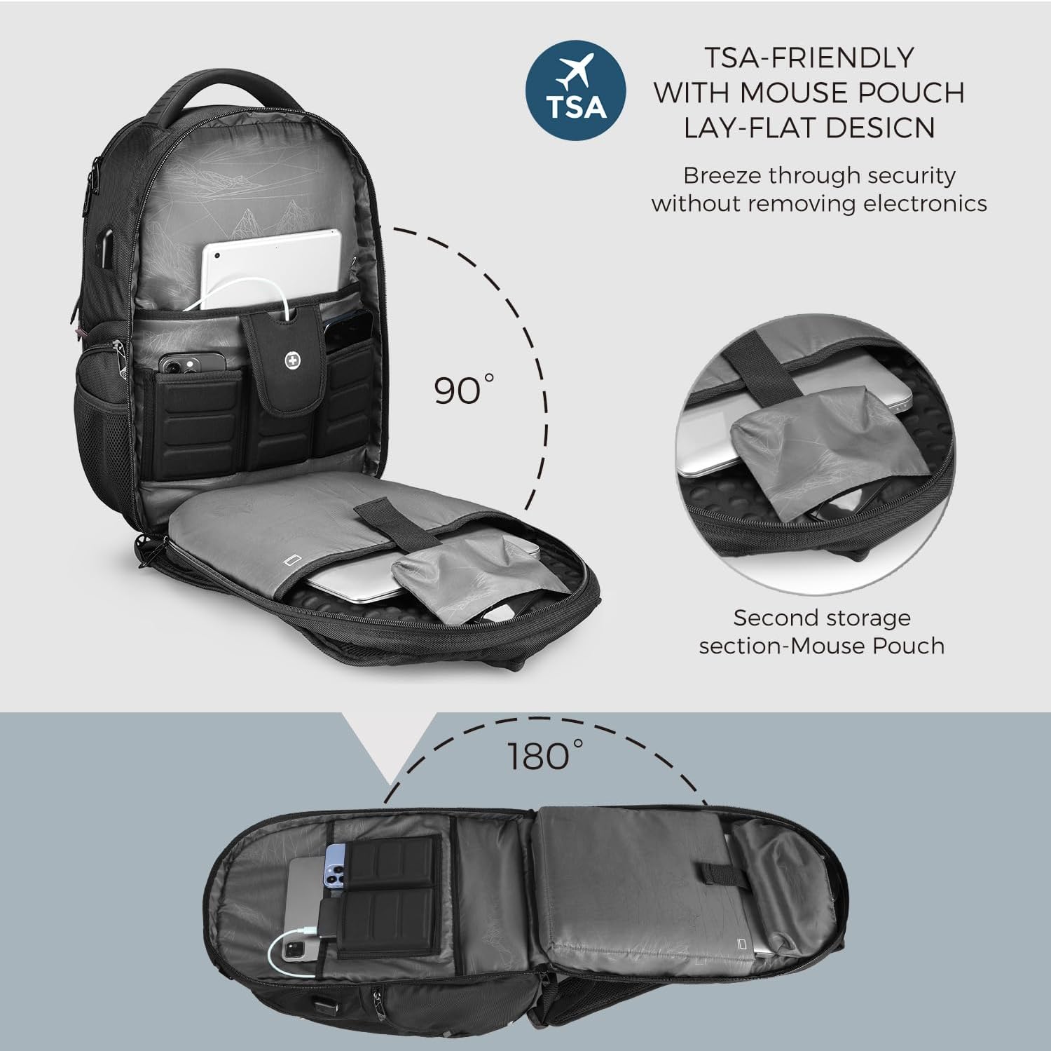 Swissdigital Design Men's 17 Inch Laptop Backpack with Apple Find My Network and USB Charging Port, Large Capacity Business Travel Backpack for College and Business Black | SD1643FB-01
