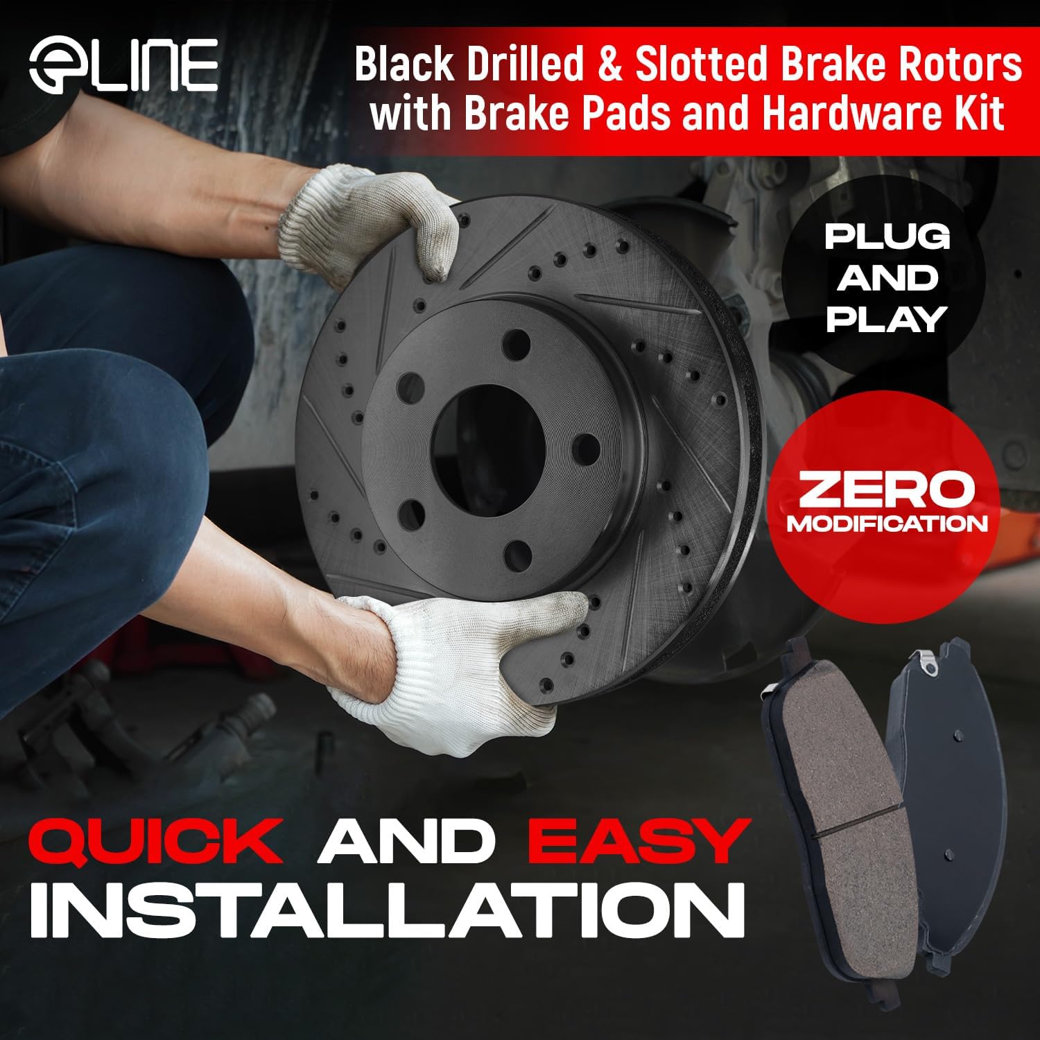 R1 Concepts Front and Rear Brake Kit Fits 2011-2020 Dodge Durango; 2011-2022 Jeep Grand Cherokee| Ceramic Pads, Drilled Slotted Rotors| Hardware| 13.0' Front & 13.0' Rear