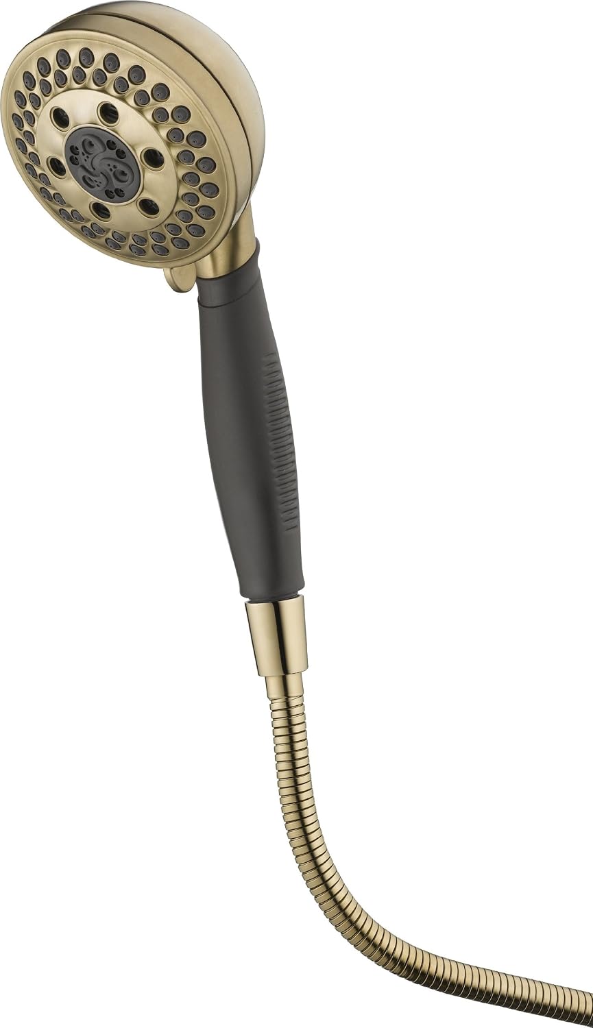 Delta Faucet H2Okinetic 5-Setting Hand Shower, Gold Handheld Shower Head, Hand Shower, Handheld Shower, Detachable Shower Head, Champagne Bronze 59445-CZ-PK