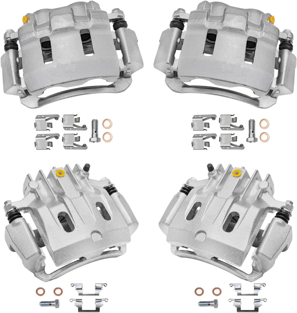 Detroit Axle - Brake Calipers for 2000-2005 Ford Excursion 2000-2004 F-250 F-350 Super Duty, 2001 2002 2003 Front and Rear Disc Brake Calipers with Brackets Replacement